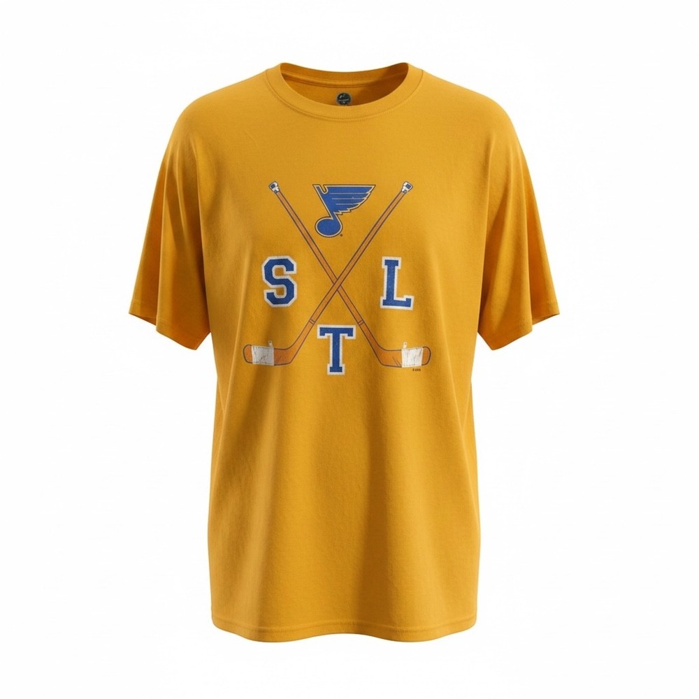NHL St. Louis Blues T-Shirt Men 3XL Yellow Excellent STL Hockey Graphic Tee